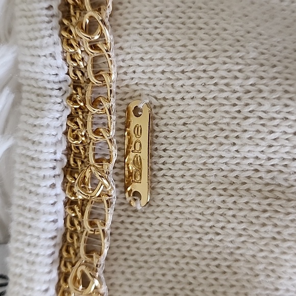 Bebe Striped Gold and Cream Women's Top - Picture 11 of 14